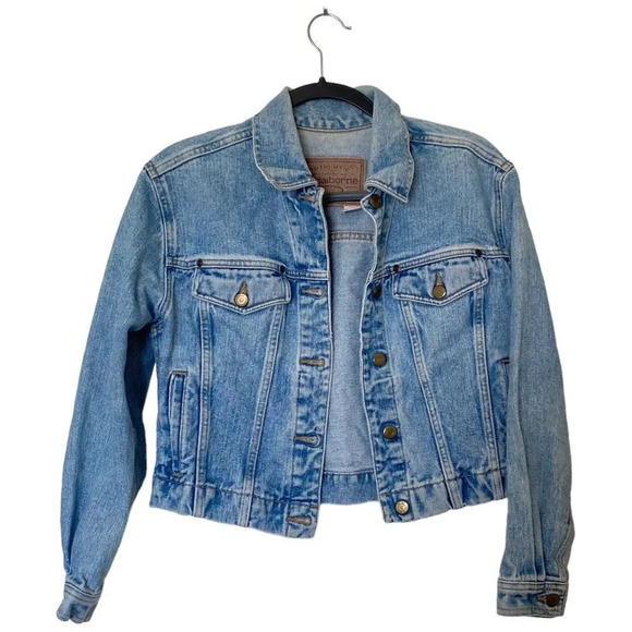 Liz Claiborne Jackets & Blazers - Vintage LIZ CLAIBORNE Light Wash Blue Jean Denim Jacket Size Small